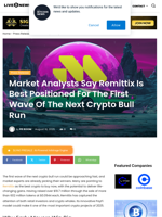 Market Analysts Say Remittix Is Best Positioned For The First Wave Of The Next Crypto Bull Run | Live Bitcoin News