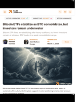 Bitcoin ETFs stabilize as BTC consolidates, but investors remain underwater - AMBCrypto