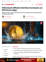 Ethereum Whale Activity Increases as ETH Price Dips - Coinspeaker