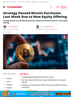 Strategy Halts BTC Buys Amid New Equity Offering