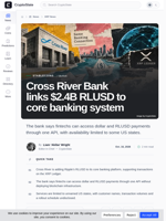 Cross River Bank links $2.4B RLUSD to core banking system