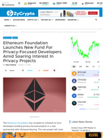 Ethereum Foundation Launches New Fund For Privacy-Focused Developers Amid Soaring Interest In Privacy Projects ⋆ ZyCrypto