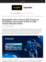 BlockDAG’s 85x Instant ROI Closes at $0.000022 Very Soon! HYPE & LINK Follow Market Shifts