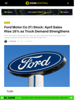 Ford Motor Co (F) Stock: April Sales Rise 16% as Truck Demand Strengthens - CoinCentral