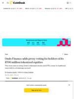 RWA news: Ondo Finance adds proxy voting for holders of its $700 million tokenized equities