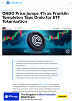 ONDO Price Jumps 4% as Franklin Templeton Taps Ondo for ETF Tokenization