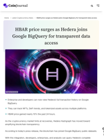 HBAR price surges as Hedera joins Google BigQuery for transparent data access - CoinJournal