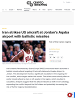 Iran strikes US aircraft at Jordan's Aqaba airport with ballistic missiles