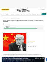 White House grants US agencies access to Anthropic's Claude Mythos AI model