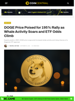DOGE Price Poised for 195% Rally as Whale Activity Soars and ETF Odds Climb - CoinCentral