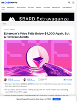Ethereum Falls Below $4,000, But A Price Rebound Could Be Near