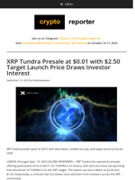 XRP Tundra Presale at $0.01 with $2.50 Target Launch Price Draws Investor Interest