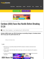 Cardano (ADA) Faces Key Hurdle Before Breaking $1.20