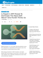 Is Ripple’s XRP Poised To Dominate The Next DeFi Wave? One Pundit Thinks So ⋆ ZyCrypto