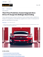 TSLA Price Prediction: Analyst Upgrade Wave Drives 4% Surge Into Bollinger Band Ceiling - Blockchain.News