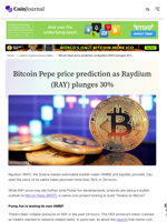 Bitcoin Pepe price prediction as Raydium (RAY) plunges 30% - CoinJournal