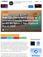 BNB Flips XRP in Market Cap as MoonBull Presale Projects $20K-to-$2.3M Gains - Top Crypto to Buy in 2025 | Live Bitcoin News