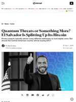 Quantum Threats or Something More? El Salvador Is Splitting Up Its Bitcoin - Decrypt