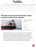Russian forces hit two Ukrainian cargo vessels in Black Sea: Interfax