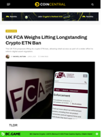 UK FCA Weighs Lifting Longstanding Crypto ETN Ban - CoinCentral