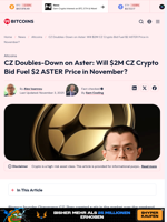 CZ’s $2M ASTER Bid: Can It Drive ASTER Price to $2 This Month