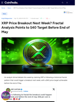 XRP Price Breakout Next Week? Fractal Analysis Points to $40 Target Before End of May