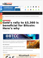 Gold’s rally to $3,360 is beneficial for Bitcoin: Here’s why - The Crypto News Wire