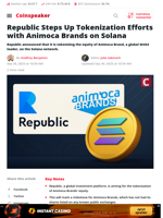 Republic & Animoca Expand Tokenization on Solana