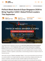 FinTech Week Awards & Expo Singapore 2026 to Bring Together 1,000+ Global FinTech Leaders This September - AMBCrypto