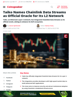 Taiko Makes Chainlink Data Streams Its Official Oracle