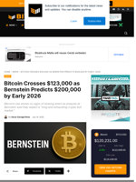 Bitcoin Crosses $123,000 As Bernstein Predicts $200,000 By Early 2026