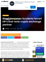 BingX becomes Scuderia Ferrari HP's first-ever crypto exchange partner | Live Bitcoin News