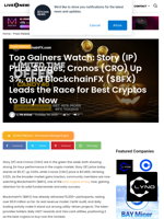 Top Gainers Watch: Story (IP) Price Surges, Cronos (CRO) Up 3%, and BlockchainFX ($BFX) Leads the Race for Best Cryptos to Buy Now | Live Bitcoin News