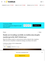 Banks tread carefully on stablecoins despite market growth, S&P Global says