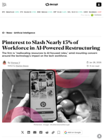 Pinterest to Slash Nearly 15% of Workforce in AI-Powered Restructuring - Decrypt