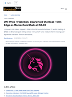UNI Price Prediction: Bears Hold the Near-Term Edge as Momentum Stalls at $7.00 - Blockchain.News