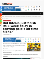 Did Bitcoin just finish its 8-week delay in copying gold's all-time highs? - The Crypto News Wire