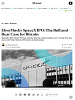 Elon Musk's SpaceX IPO: The Bull and Bear Case for Bitcoin - Decrypt