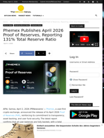 Phemex Publishes April 2026 Proof of Reserves, Reporting 131% Total Reserve Ratio