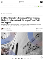 US DoJ Indicts Ukrainian Over Russia-Linked Cyberattack Groups That Paid in Crypto - Decrypt