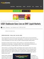 USD1 Stablecoin Goes Live on DWF Liquid Markets