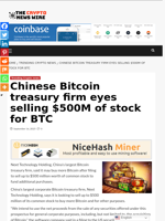 Chinese Bitcoin treasury firm eyes selling $500M of stock for BTC - The Crypto News Wire