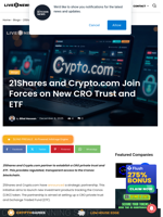 21Shares and Crypto.com Join Forces on New CRO Trust and ETF | Live Bitcoin News