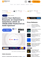 Justin Sun Delivers Keynote at Chainlink’s SmartCon 2025 as TRON DAO Featured as Gold Sponsor – Press release Bitcoin News