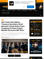 SEC, Treasury Officials Urge Congress To Pass Crypto Market Bill