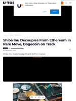 Shiba Inu Decouples From Ethereum in Rare Move, Dogecoin on Track - U.Today
