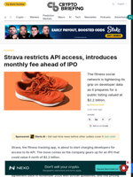 Strava restricts API access, introduces monthly fee ahead of IPO