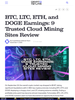 BTC, LTC, ETH, and DOGE Earnings: 9 Trusted Cloud Mining Sites Review