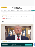 Trump's ultimatum to Iran lowers April ceasefire odds to 1%