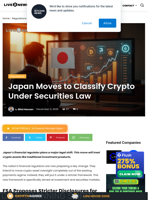 Japan Moves to Classify Crypto Under Securities Law | Live Bitcoin News